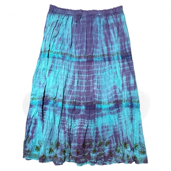 Vintage Raiment Fashions Skirt Free Size Tie Dye Boho India Cotton 80s 90s - Picture 1 of 3